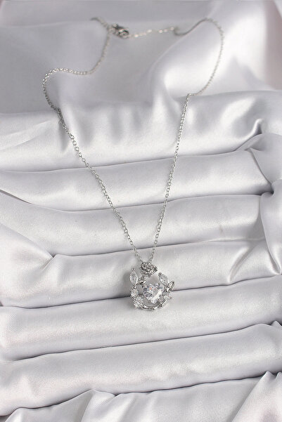 online kapsulavm avm alışveriş 316L Steel Silver Color Chain Zircon Stone Hea...