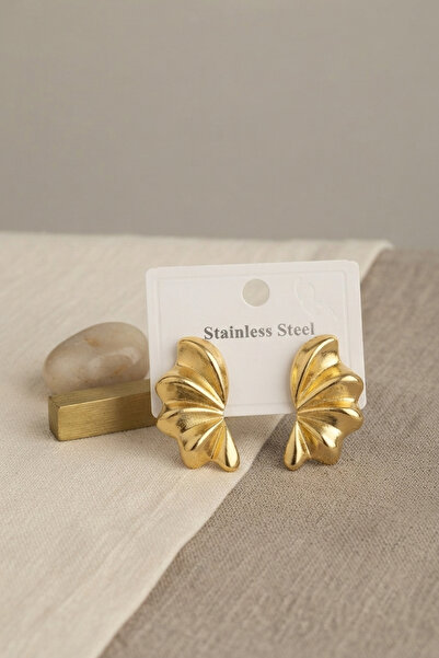 Skygo 316L Steel Gold Color Vintage 3D Wavy Model Earrings Tj-Bkp12038