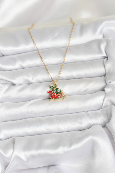 online kapsulavm avm alışveriş 316L Steel Chain Gold Color Christmas Themed W...