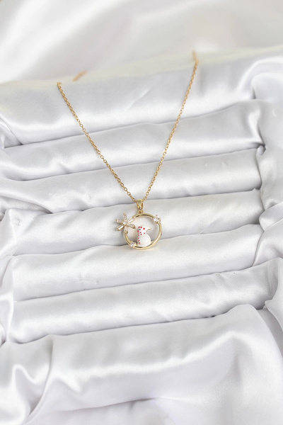 online kapsulavm avm alışveriş 316L Steel Chain Gold Zircon Stone Christmas T...