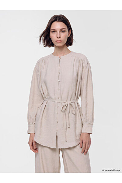 LC Waikiki Rmz Gi̇yi̇m Farkiyla Belted Textured Women's Shirt Tunic