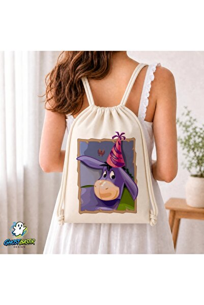 Ghostbastır Design Eeyore Drawstring Linen Bag C083