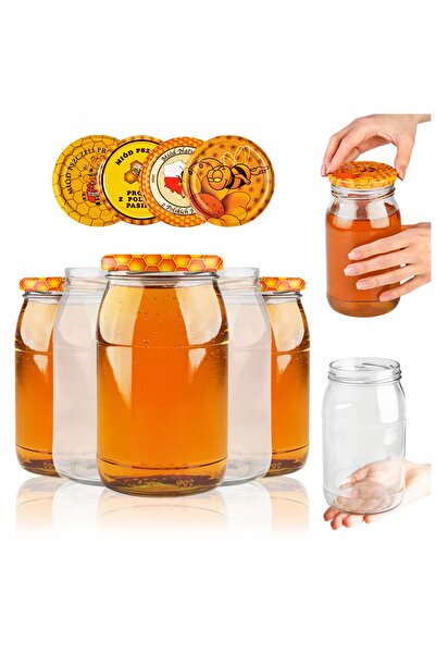 SuperButelki Set Borcane Universale cu Capace Metalice, 900 ml, Transparent, ...
