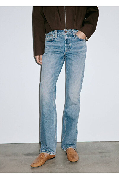 MANGO Woman Orta bel düz kesim jean