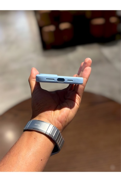 İtarz Baby Blue Phone Case Compatible with iPhone 16 Promax Premium Matte Silicone Cover Dirt and Stain Resistant Wipeable Surface Camera Protected Stylish and Minimalist Design Daily Use Case