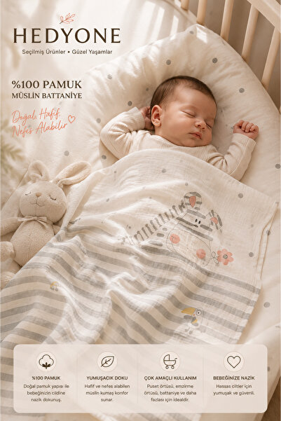 HEDYONE Washed 110X110 cm 100% Cotton Muslin Baby Blanket