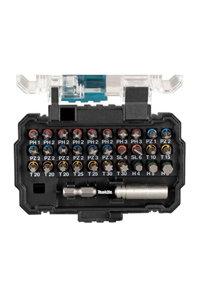 OEM 30-piece impact screwdriver bit set, Makita E-13552, with magnetic adapte...