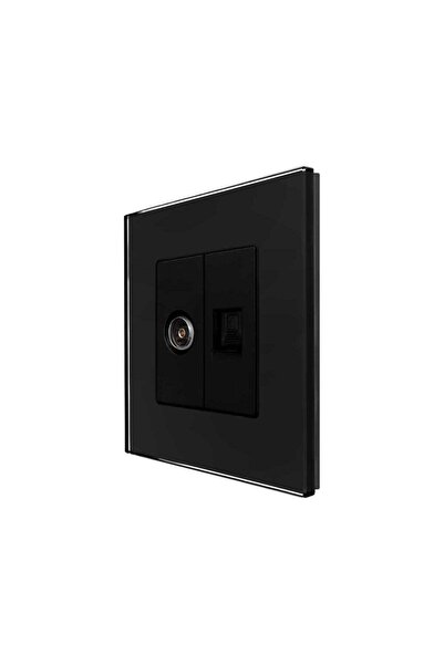 OEM Πρίζα τηλεόρασης + πρίζα διαδικτύου Luxion LXD-MP026/25G-B, γυάλινο πλαίσ...