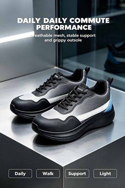 NajdEva Shop Men's Beige White Color Block Mesh Sneakers, Soft Cushion Flex G...