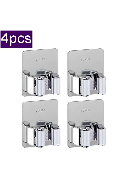 Choice9 A-sliver-4pcs 304 Stainless Steel Mop Clip Holder Bathroom Punch-free...