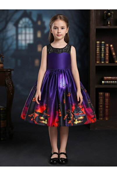 ddaniela Girls Halloween Witch Costume Dress – Purple
