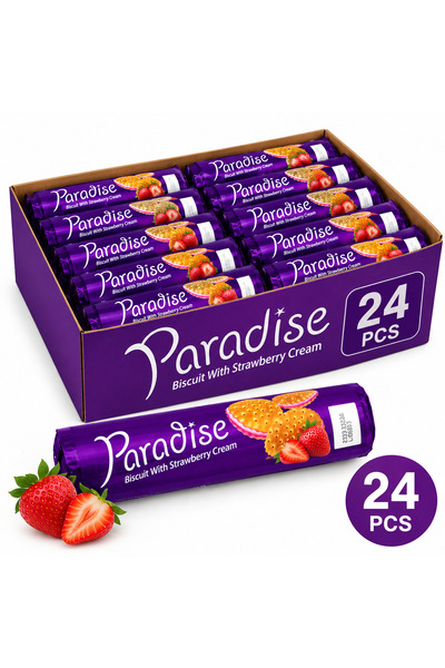 Paradise Strawberry Cream Biscuits – Set of 24 Pieces