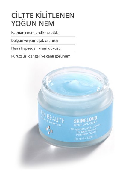 Lien Beaute Skinflood Su Bazlı Yoğun Nemlendirici Aydınlatıcı Canlandırıcı Yüz Kremi 5D Hyalüronik Asit Tremella Sea Kelp Hafif Yapılı Krem Jel