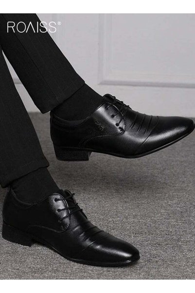 ROAISS Business Formal Leather Shoes for Men Lightweight and Non Slip Pointed...