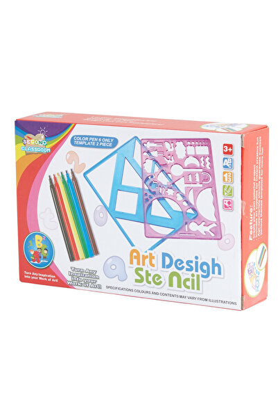Krista Set creativ de desen cu șabloane și 6 markere colorate, Design artisti...