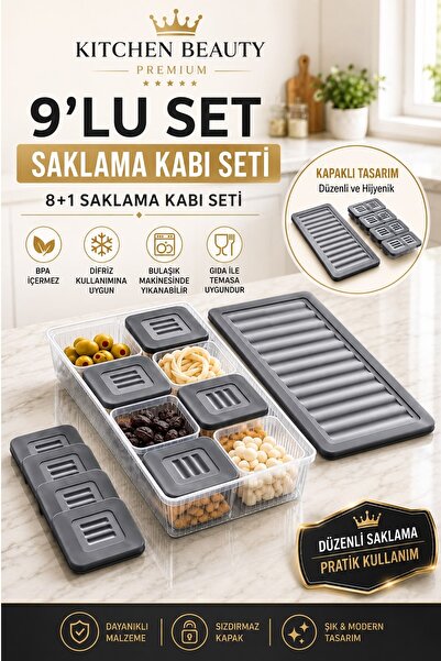 Kitchen Beauty 18 Parça 9 Bölmeli Hava Almaz Kapaklı Kahvaltılık Seti - Multi...