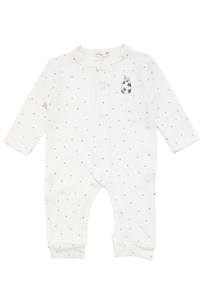 bebegen Baby Boy White Polka Dot Patterned Milk Pattern Printed Jumpsuit 0-3 ...