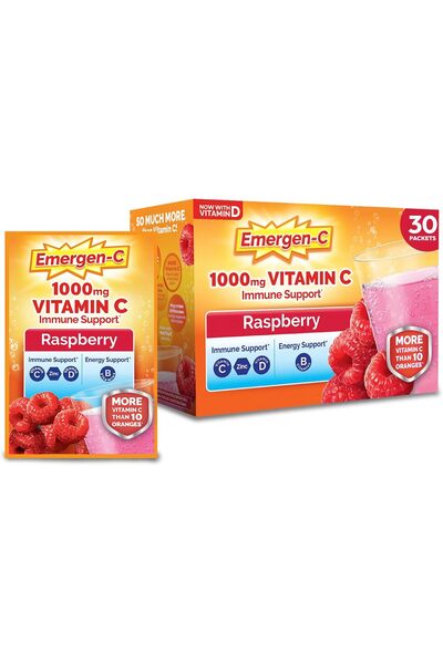 Emergen-C مشروب فيتامين سي الفوار بنكهة التوت - عبوة تحتوي على 30 قطعة، 0.32 ...