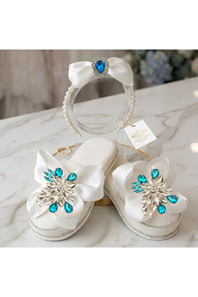 pegu baby collection Pegu Crystal Stone Satin Bow Mother-Of-Pregnancy Slipper...