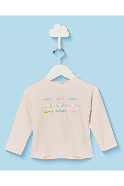 REDTAG Infant Girls Pink Printed Long Sleeve T Shirt
