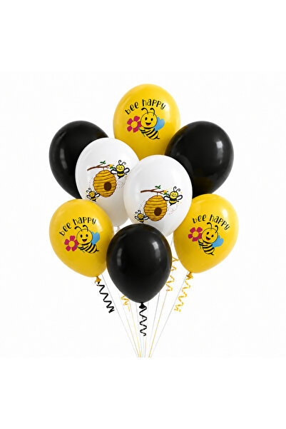 Ropet Set 10 Baloane Latex Albinute Bee Happy, Asortate, 30 cm,