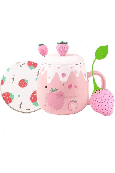 GENERAL Coffee Mug for Girls and Wives, Cute Ceramic Mug with Cute Strawberry...