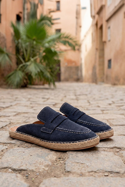 by selvi Lukka Shoes Erkek Amaya El Yapımı Lacivert Suni Deri Tozu Espadril L...