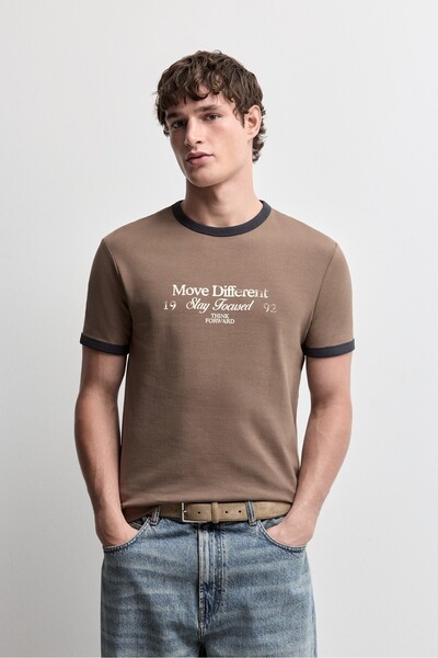 LEFTIES Kontrast detaylı baskılı t-shirt