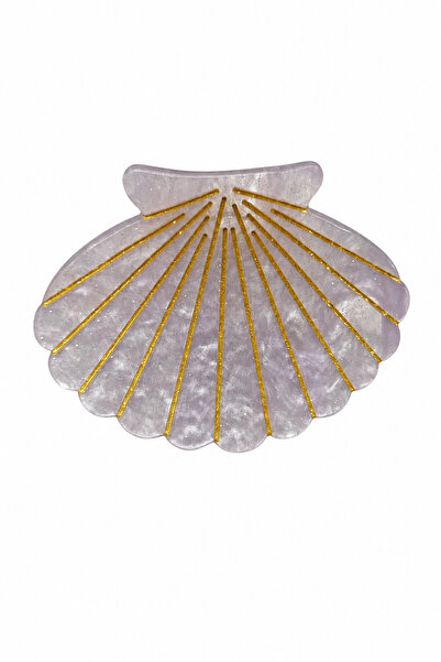 Jack Ferrero Seashell Design Lilac Yellow Glitter Hairpin Clip Women's Accessory