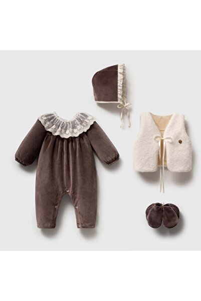 ZEYNUKO Baby Girl Velvet 3-6 Months Luxury Jumpsuit Set Newborn Hospital Rele...