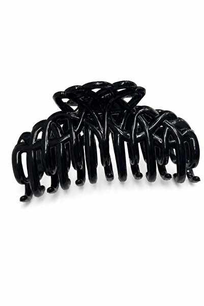 Jack Ferrero Black Knitted Patterned Oversized Hair Clip Claw Clip Women's Ac...