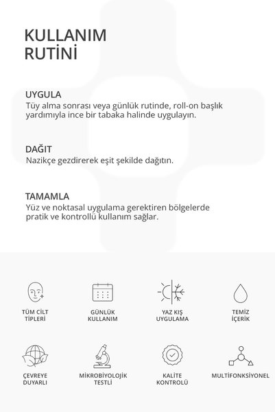 Lien Beaute Kraliçe Arı Tüy Azaltıcı Ton Eşitleyici ve Pürüzsüzleştirici Tüy Serum Roll On Noktasal Uygulama Formik Asit Papaya Zerdeçal