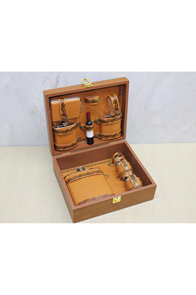 Livenda Boxed Leather Flask Set Liv918
