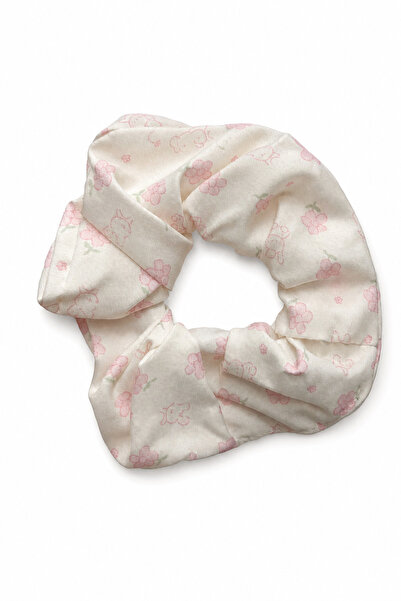 Jack Ferrero Pink Flower and Cute Rabbit Patterned Satin Hair Clip Elastic