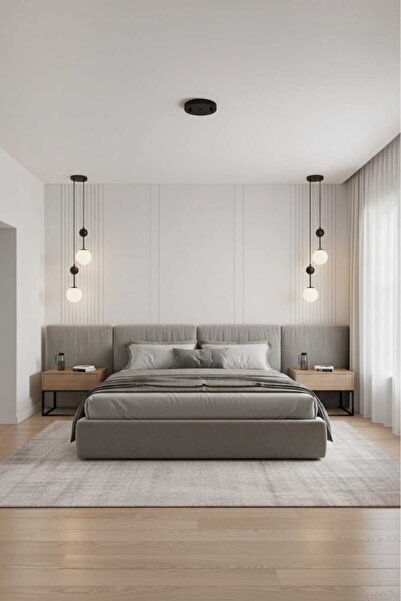 BSA LIGHTING OBRIT SİYAH 2'Lİ (120 CM ) YATAK BAŞI AYNA YANI DEKORATİF SARKIT AVİZE( BEYAZ GLOP CAMLI)