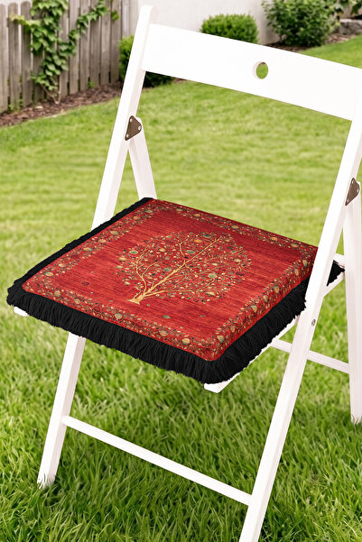 Realhomes Tree of Life Motif Fringed Zippered Chair Cushion - Vintage Pattern...