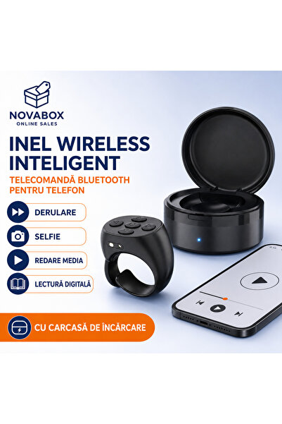 NovaBox Inel inteligent wireless NOVABOX, telecomandă Bluetooth pentru telefo...