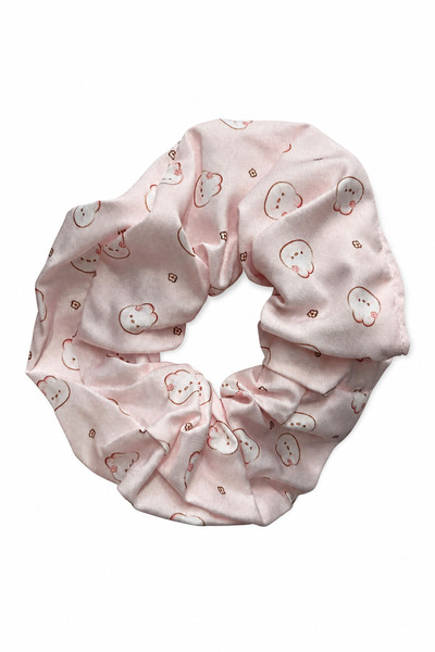 Jack Ferrero Cute Patterned Pink Satin Elastic Hair Scrunchie