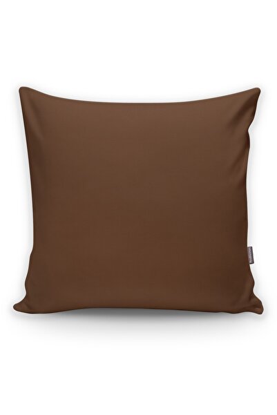 Realhomes Dijital Baskılı Düz Kahve Renkli Yastık Kırlent Kılıfı (süet Kumaş)