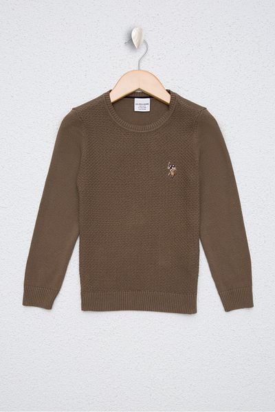 U.S. Polo Assn. Кафяв пуловер за момче