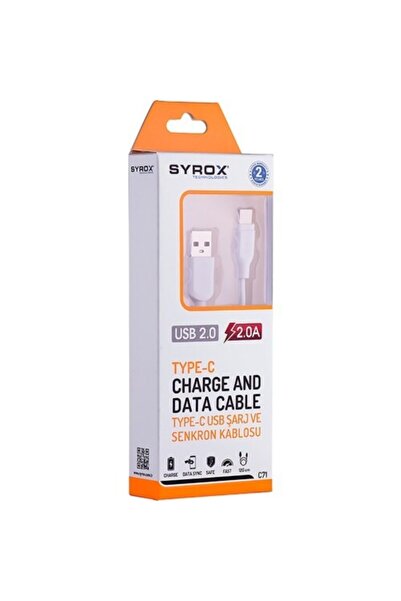 Genel Markalar C71 2.0A 1mt USB-A - Type-C Şarj & Data Kablosu - Beyaz