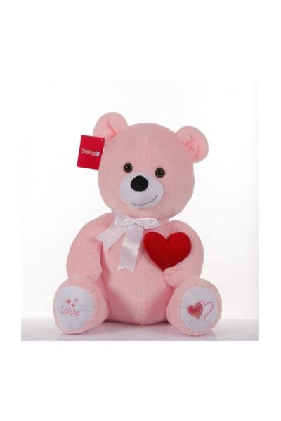 Selay Oyuncak دب وردي يحمل قلبًا 50 سم