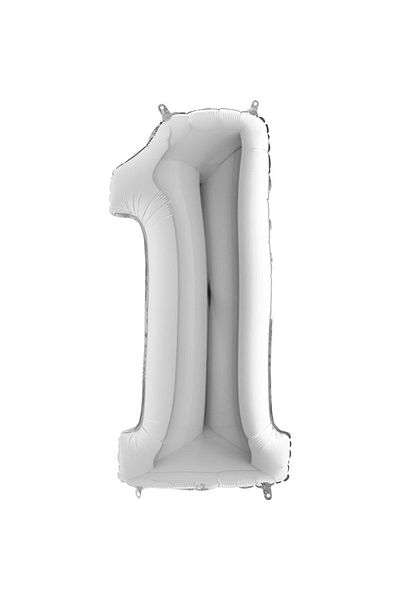 Huzur Party Store 100cm Large Foil Balloon 40 Inc Silver Number 1