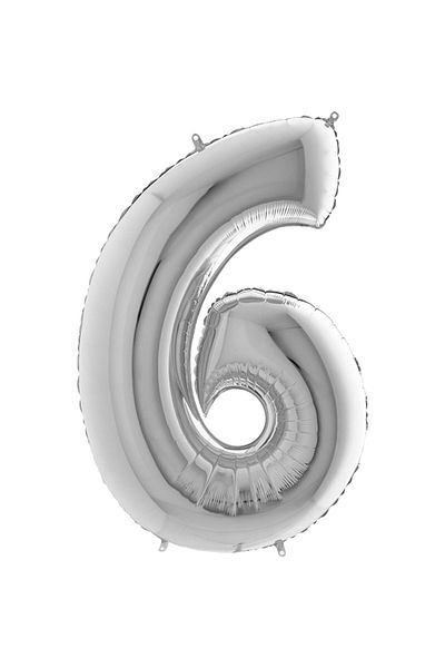 Huzur Party Store 100cm Large Foil Balloon 40 Inc Silver Number 6