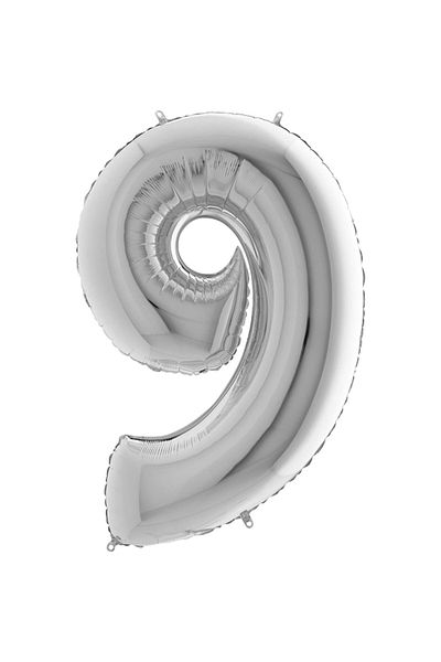 Huzur Party Store 100cm Large Foil Balloon 40 Inc Silver Number 9