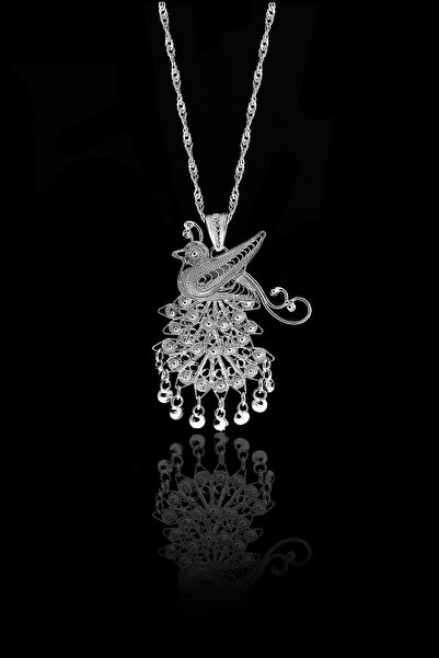 Doğan Silver Kadın Tavus Kuşu Modeli Telkari Işlemeli Gümüş Kolye Dgn20577