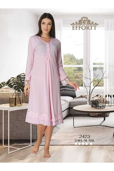 Effort Pijama 2423 Women's Pink Ruched Maternity Nightdress 2423