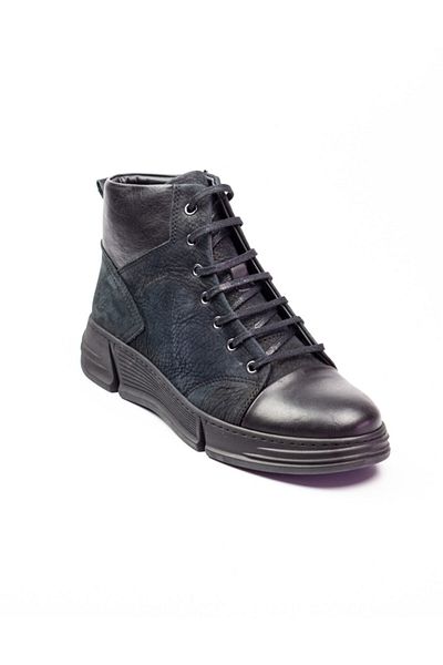JAMES FRANCO 5764 Black Leather Men's Boots Black-44