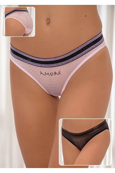 Siyah İnci Pink-black 2-pack Lace Lycra Panties