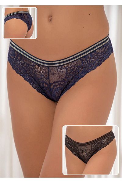 Siyah İnci Navy blue-black 2-pack lace Lycra Panties